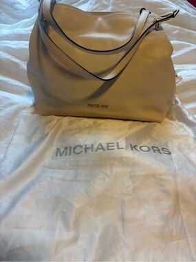Michael Kors Beige Pebbled Leather Shoulder Bag